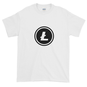 White Short Sleeve T-Shirt With Black Litecoin Logo