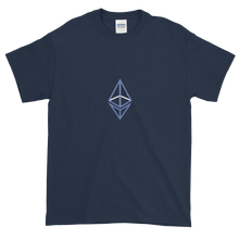 Load image into Gallery viewer, Navy Blue Short Sleeve T-Shirt With Blue Ethereum Frame Diamond