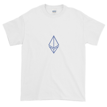 Load image into Gallery viewer, White Short Sleeve T-Shirt With Blue Ethereum Frame Diamond