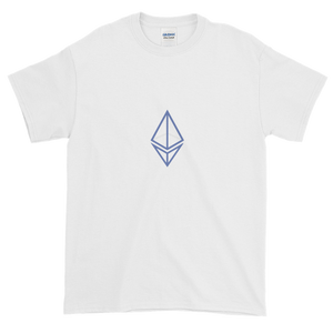 White Short Sleeve T-Shirt With Blue Ethereum Frame Diamond