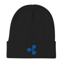 Load image into Gallery viewer, Black Beanie With Embroidered Blue Ripple Logo