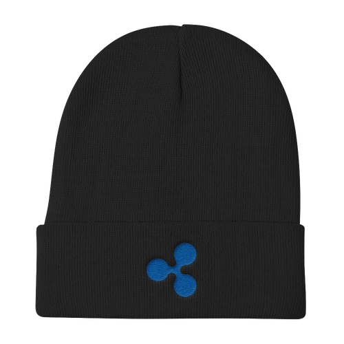 Black Beanie With Embroidered Blue Ripple Logo