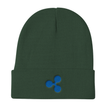 Load image into Gallery viewer, Forest Green Beanie With Embroidered Blue Ripple Logo