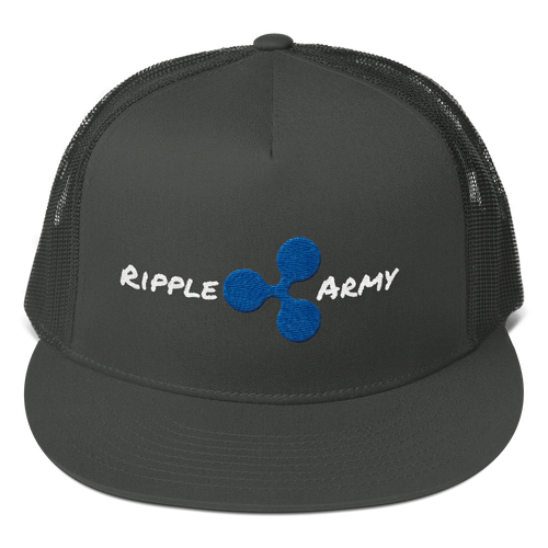 Charcoal Grey Hat With Embroidered Blue and White Ripple Army Logo