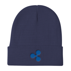 Navy Blue Beanie With Embroidered Blue Ripple Logo