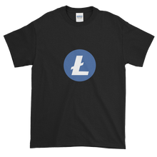 Load image into Gallery viewer, Black Short Sleeve T-Shirt With Blue and White Litecoin Logo