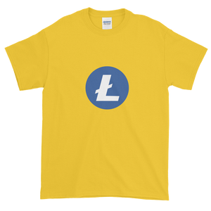 Yellow Short Sleeve T-Shirt With Blue and White Litecoin Logo
