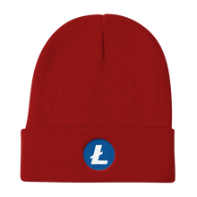 Load image into Gallery viewer, Red Beanie With Embroidered White and Blue Litecoin Logo