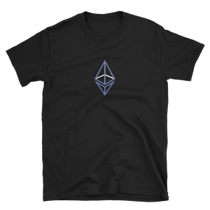Black Short Sleeve T-Shirt With Blue Ethereum Frame Diamond