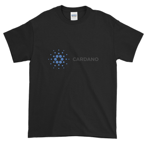 Black Short Sleeve T-Shirt With Grey and Blue Cardano Logo