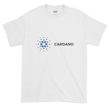 Load image into Gallery viewer, White Short Sleeve T-Shirt With Grey and Blue Cardano Logo