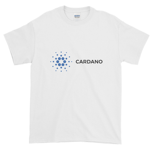 White Short Sleeve T-Shirt With Grey and Blue Cardano Logo