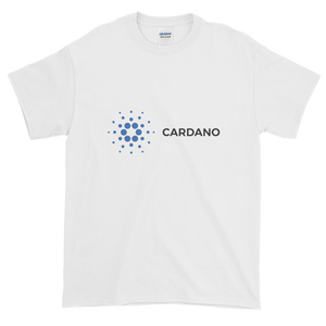 White Short Sleeve T-Shirt With Grey and Blue Cardano Logo