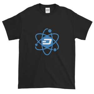 Black Short Sleeve T-Shirt With Blue and White Dash Logo