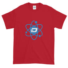 Load image into Gallery viewer, Cherry Red Short Sleeve T-Shirt With Blue and White Dash Logo