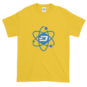 Yellow Short Sleeve T-Shirt With Blue and White Dash Logo