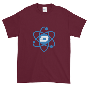 Maroon Short Sleeve T-Shirt With Blue and White Dash Logo
