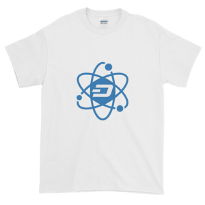 White Short Sleeve T-Shirt With Blue and White Dash Logo