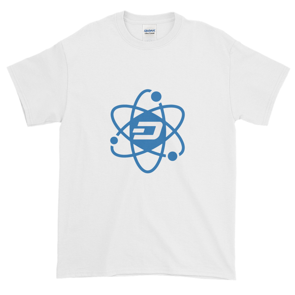 White Short Sleeve T-Shirt With Blue and White Dash Logo
