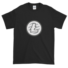 Load image into Gallery viewer, Black Short Sleeve T-Shirt With Grey And White Litecoin Logo