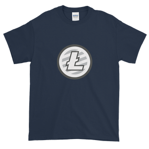 Navy Blue Short Sleeve T-Shirt With Grey And White Litecoin Logo
