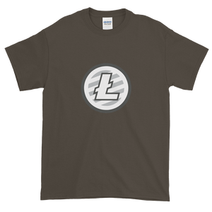Olive Short Sleeve T-Shirt With Grey And White Litecoin Logo