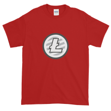 Load image into Gallery viewer, Red Short Sleeve T-Shirt With Grey And White Litecoin Logo