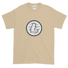 Load image into Gallery viewer, Sand Short Sleeve T-Shirt With Grey And White Litecoin Logo