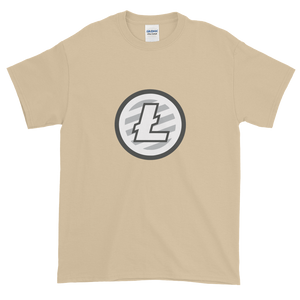 Sand Short Sleeve T-Shirt With Grey And White Litecoin Logo