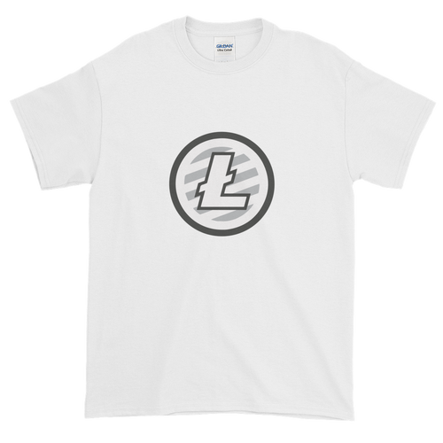 White Short Sleeve T-Shirt With Grey And White Litecoin Logo