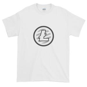 White Short Sleeve T-Shirt With Grey And White Litecoin Logo