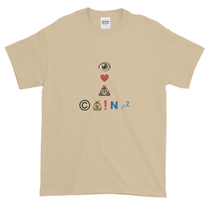 Sand Short Sleeve T-Shirt With Crypto Emoji Joke Logo