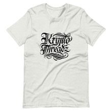 Load image into Gallery viewer, Ash Short Sleeve T-Shirt With Black Krypto Threadz Logo