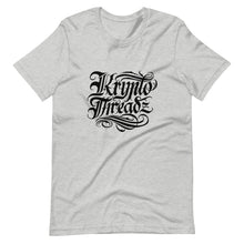 Load image into Gallery viewer, Grey Short Sleeve T-Shirt With Black Krypto Threadz Logo
