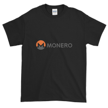 Load image into Gallery viewer, Black Short Sleeve T-Shirt With White, Orange, And Grey Monero Logo