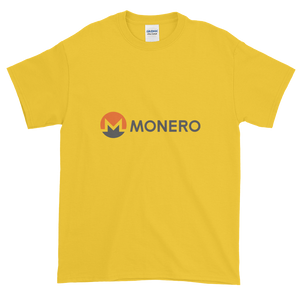 Yellow Short Sleeve T-Shirt With White, Orange, And Grey Monero Logo