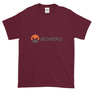 Maroon Short Sleeve T-Shirt With White, Orange, And Grey Monero Logo