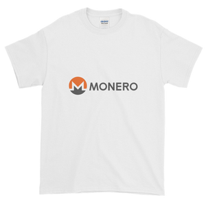 White Short Sleeve T-Shirt With White, Orange, And Grey Monero Logo