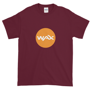 Maroon Short Sleeve T-Shirt With Orange and White WAX Logo