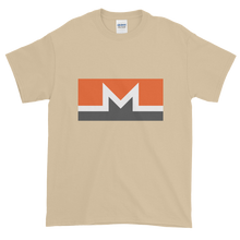 Load image into Gallery viewer, Sand Short Sleeve T-Shirt With White, Orange, And Grey Monero Logo