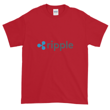 Load image into Gallery viewer, Cherry Red Short Sleeve T-Shirt With Grey and Blue Ripple Logo
