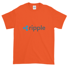 Load image into Gallery viewer, Orange Short Sleeve T-Shirt With Grey and Blue Ripple Logo