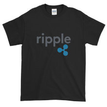 Load image into Gallery viewer, Black Short Sleeve T-Shirt With Grey and Blue Ripple Logo