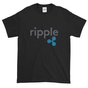 Black Short Sleeve T-Shirt With Grey and Blue Ripple Logo