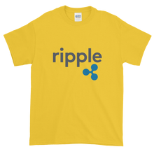 Load image into Gallery viewer, Yellow Short Sleeve T-Shirt With Grey and Blue Ripple Logo
