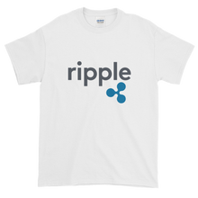 Load image into Gallery viewer, White Short Sleeve T-Shirt With Grey and Blue Ripple Logo