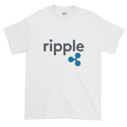 White Short Sleeve T-Shirt With Grey and Blue Ripple Logo