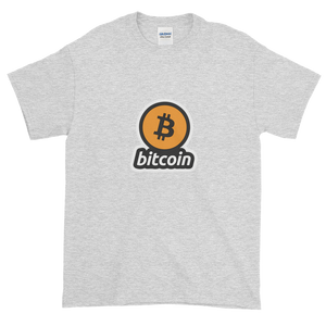 Ash Short Sleeve T-Shirt with Black and Orange Bitcoin Logo
