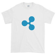 Load image into Gallery viewer, White Short Sleeve T-Shirt With Blue Ripple Logo