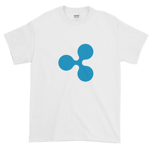 White Short Sleeve T-Shirt With Blue Ripple Logo